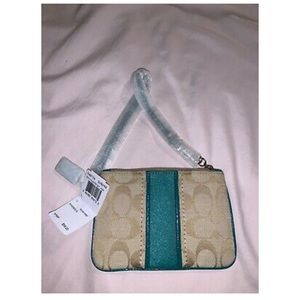 Coach F49174 Wristlet - Khaki/Bright Jade